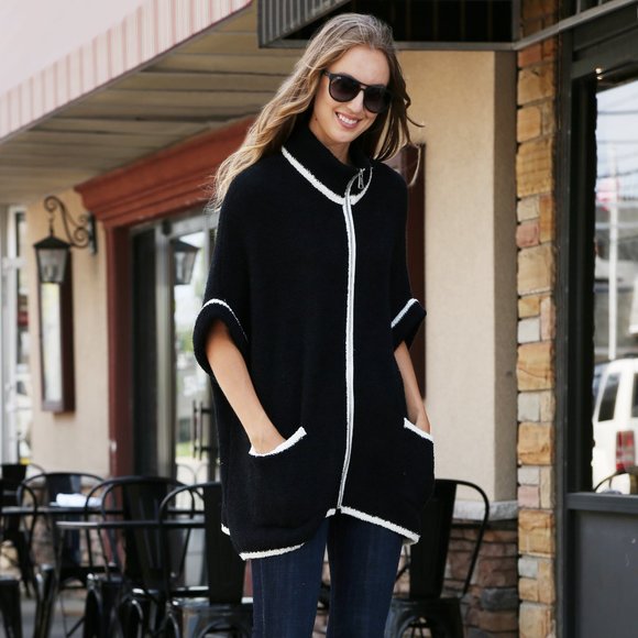 P/S Women's Solid Color Luxury Soft Zipper Jacket·Wrap·Shawl·Ponchos·ComfyLuxe - Picture 3 of 8